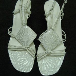 Carlos by Carlos Santana White Mambo 2 Leather Strappy Heel Sandals Size 9.5